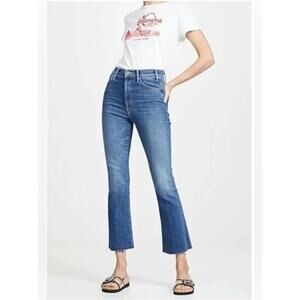 MOTHER The Hustler Ankle Fray 24 Wishful Drinking Jeans Medium Wash Straight